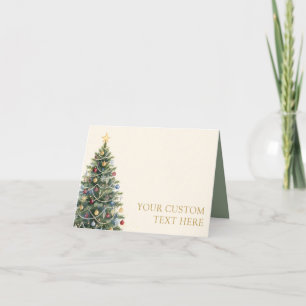 Aangepaste Tekst Elegante Waterverf Kerstboom  Notitiekaartje