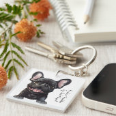 Aangepaste tekst en achtergrond, 🐶Frenchie puppy Sleutelhanger (Voorkant Rechts)