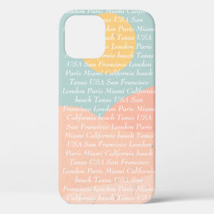 Aangepaste tekst en afbeelding zomerkleuren blauwe iPhone 12 hoesje