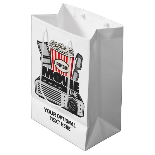 Aangepaste tekst en filmtijd in kleur medium cadeauzakje (Voorkant Gekanteld)