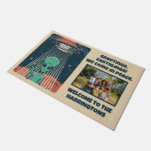 Aangepaste tekst en foto UFO Alien Deurmat (Schuin)