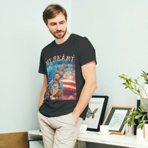 Aangepaste tekst en gezichtsportret foto stijl t-shirt