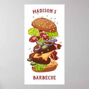 Aangepaste tekst en kleur Big Burger-poster Poster