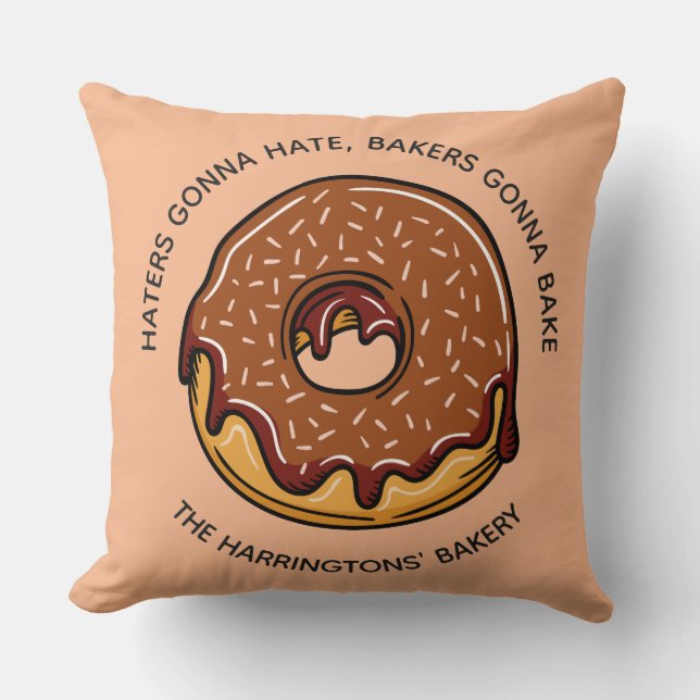 Aangepaste tekst en kleur Donut werpen kussen (Voorkant)