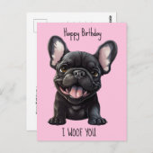 Aangepaste tekst en kleur, 🐶Frenchie puppy Verjaa Briefkaart (Voorkant / Achterkant)