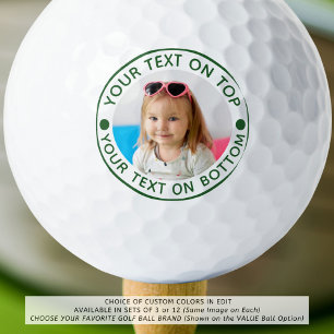 Aangepaste tekst en kleur gepersonaliseerde foto golfballen
