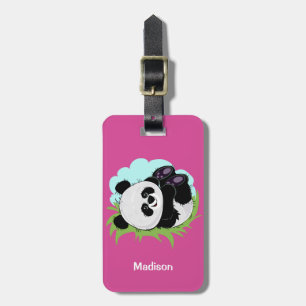 Aangepaste tekst en kleur Panda bagagelabel 3/4
