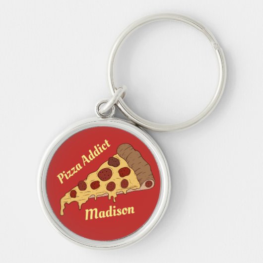 Aangepaste tekst en kleur Pizza Slice Sleutelhanger (Voorkant)