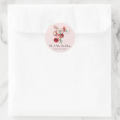 Aangepaste tekst en kleur rode/roze papaver bruin ronde sticker (Tas)