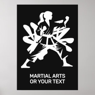 Aangepaste tekst en kleur vechtsporten poster