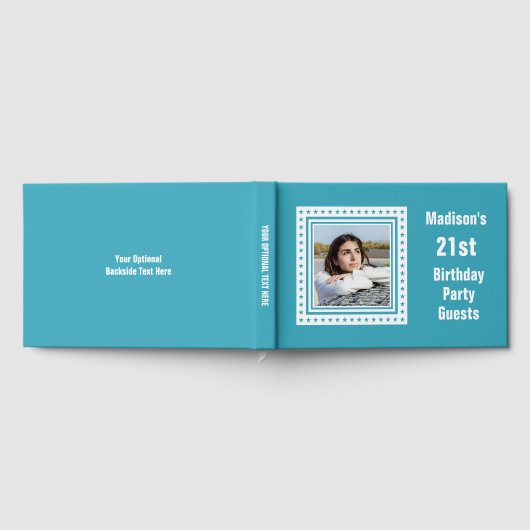 Aangepaste tekst en kleur verjaardag gastenboek (Volledig)