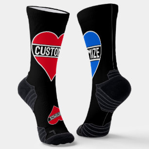 Aangepaste tekst en kleuren gepersonaliseerd hart sokken