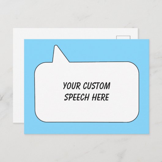 Aangepaste tekst- en kleurspraakbel briefkaart (Voorkant / Achterkant)