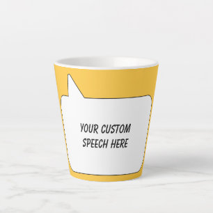 Aangepaste tekst- en kleurspraakbel latte mok