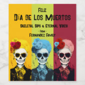Aangepaste tekst Eterna Fiesta Dia de Muertos Wijn Etiket (Enkel label)