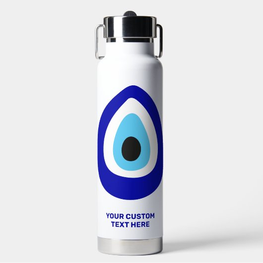 Aangepaste tekst Evil Eye Nazar Amulet Waterfles (Voorkant)