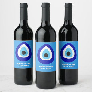 Aangepaste tekst Evil Eye Nazar Amulet Wijn Etiket