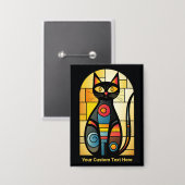 Aangepaste tekst Faux Glas in lood Cat Button (Voorkant / Achterkant)