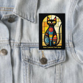 Aangepaste tekst Faux Glas in lood Cat Button (Insitu)