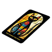 Aangepaste tekst Faux Glas in lood Cat Magneet (Linkerzijde)