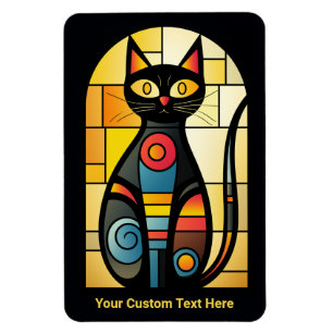 Aangepaste tekst Faux Glas in lood Cat Magneet