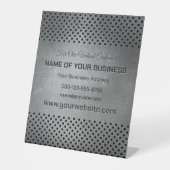 Aangepaste tekst Faux Metal Reclamebord Met Voetstuk (Voorkant)