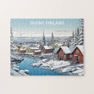 Aangepaste tekst Finland Winter Illustratie Legpuzzel