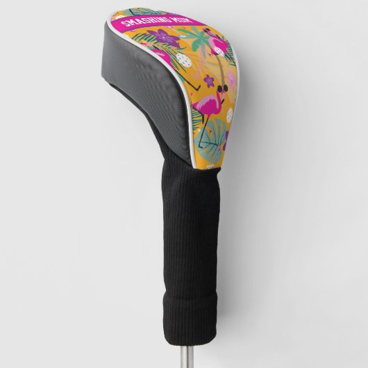 🦩 aangepaste tekst Flamingo Party, Golfheadcover (Schuin)