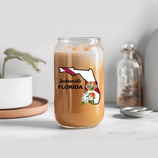 Aangepaste tekst Florida Flag & Flower Sinaasappel Blikvorm Glas