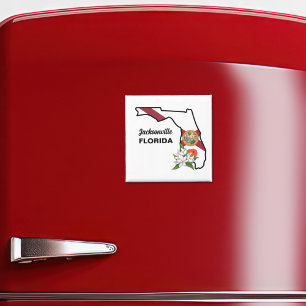 Aangepaste tekst Florida Flag & Flower Sinaasappel Magneet