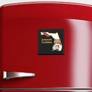 Aangepaste tekst Florida Flag & Flower Sinaasappel Magneet