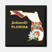 Aangepaste tekst Florida Flag & Flower Sinaasappel Magneet (Voorkant)