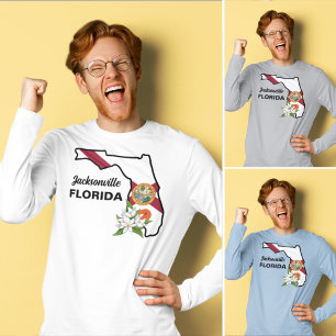 Aangepaste tekst Florida Flag & Flower Sinaasappel T-shirt