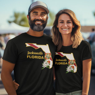 Aangepaste tekst Florida Flag & Flower Sinaasappel T-shirt