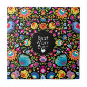 Aangepaste tekst, folklore bloemen tegeltje (Voorkant)