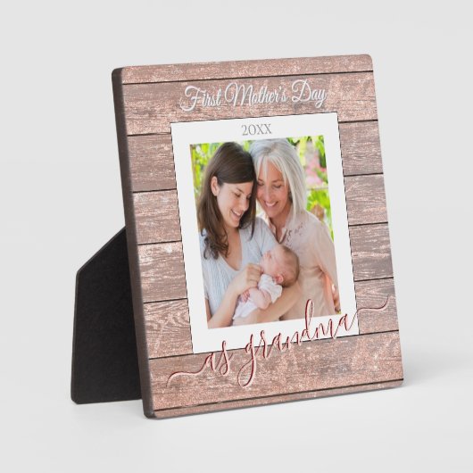Aangepaste tekst + Foto eerste Moederdag Rustige c Fotoplaat (Voorkant)