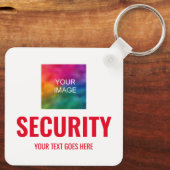 Aangepaste tekst Foto Logo Security Sjabloon Squar Sleutelhanger (Achterkant)