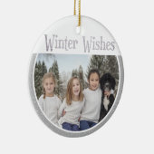 Aangepaste tekst/foto's wintersneeuw keramisch ornament (Rechts)