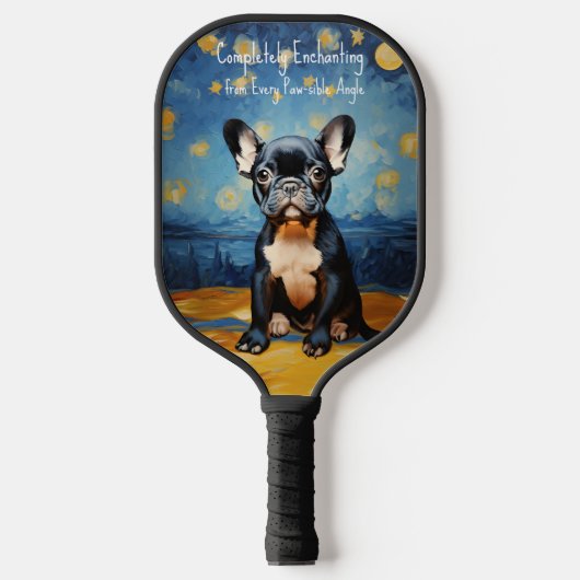 🐕 aangepaste tekst, franse puppy pickleball paddle (Voorkant)