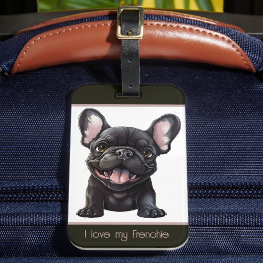Aangepaste tekst 🐶Frenchie puppy Bagagelabel (Voorkant Insitu 2)