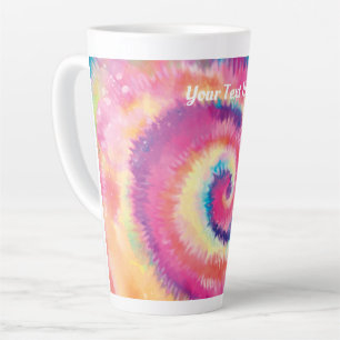 Aangepaste tekst / Fun 60s Tie Dye Colorful Hippie Latte Mok
