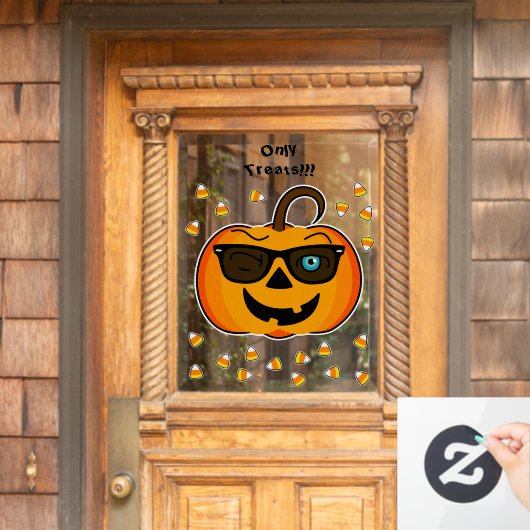 Aangepaste tekst Funny Spooky Pumpkin Window Cling Raamsticker (Huis Deur)