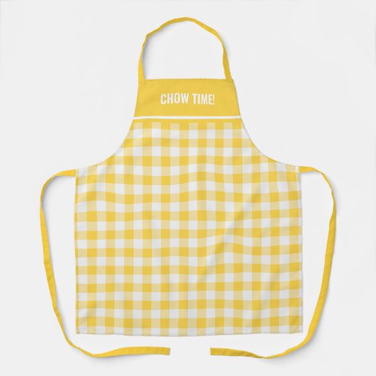Aangepaste tekst geel en witte buffelplaat schort (Voorkant)