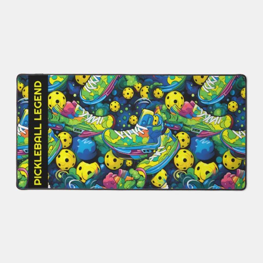 Aangepaste tekst Geel Psychedelic pickleballs Bureaumat (Voorkant)