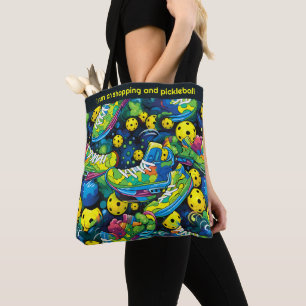 Aangepaste tekst Geel Psychedelic pickleballs Draagtas