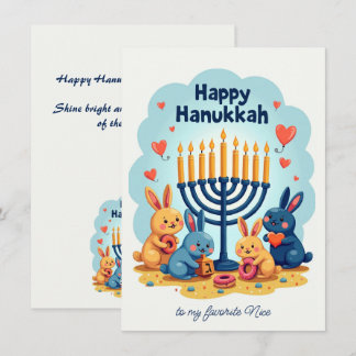 🕎Aangepaste tekst Gelukkig Hanukkah Konijn Menor Feestdagenkaart