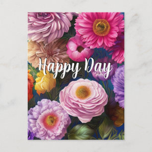 Aangepaste tekst gemengde bloemen 6 kleuren sjablo feestdagenkaart