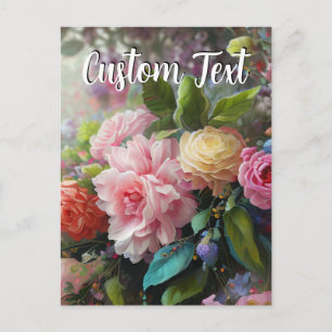 Aangepaste tekst gemengde bloemen 7 kleuren sjablo feestdagenkaart