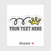 Aangepaste tekst gepersonaliseerde crown logo viny sticker (Vel)