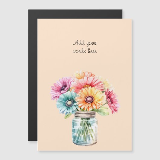 Aangepaste tekst gerbera floral perzik magnetische magnetische uitnodiging (Voorkant / Achterkant)
